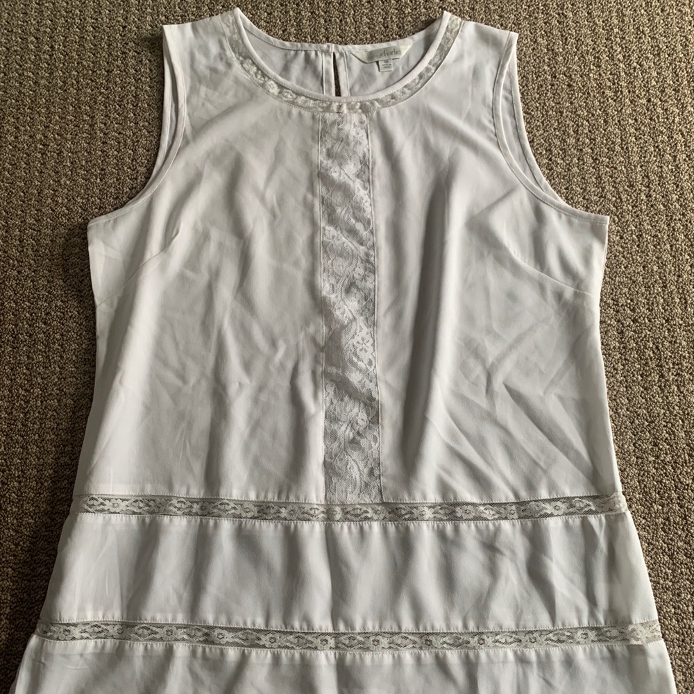 Charming Charlie White Lace Detail Tank Top